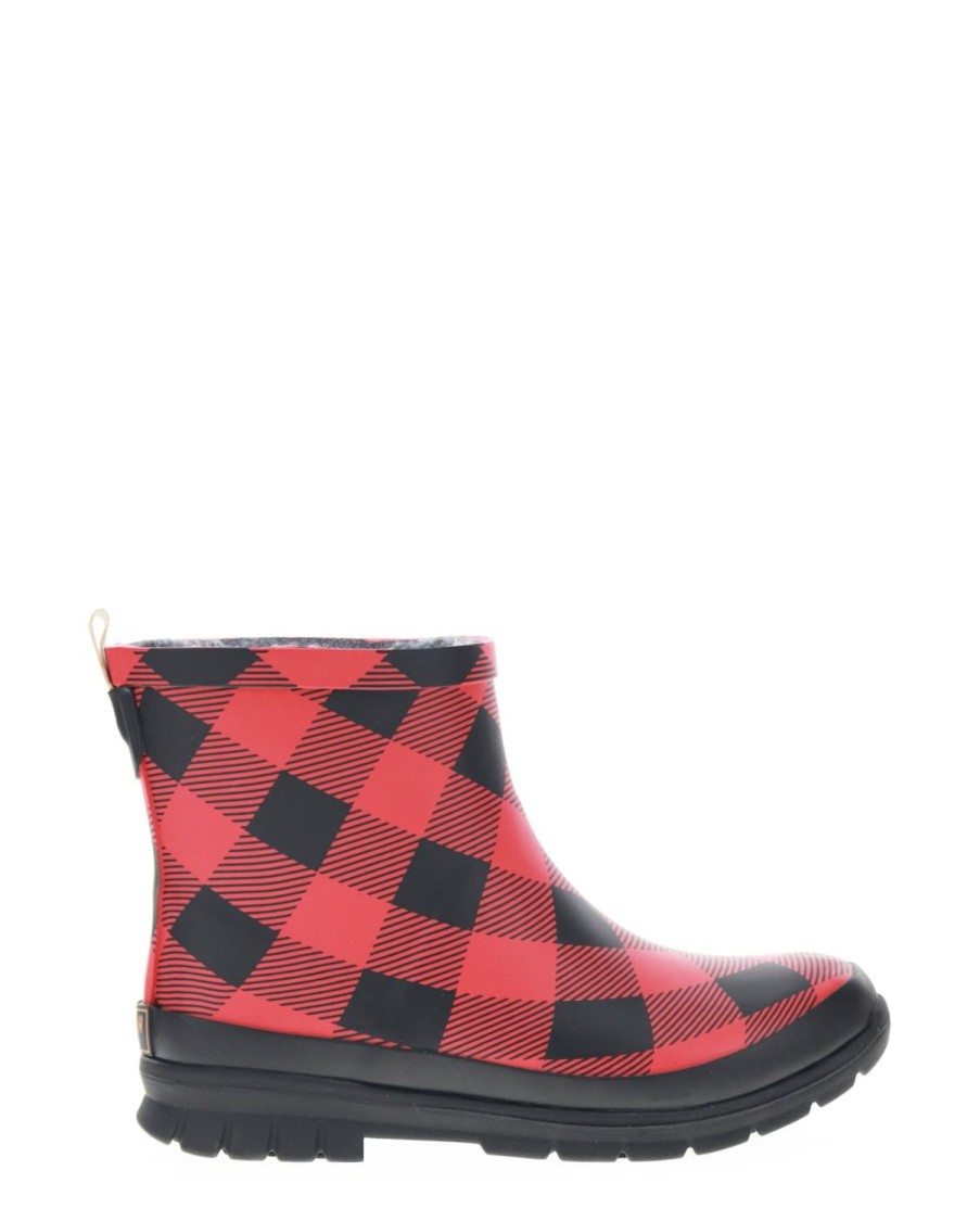 Women Western Chief Rain & Rubber Boots | Women'S Buffalo Faux Fur Ankle Rain Boot - Red