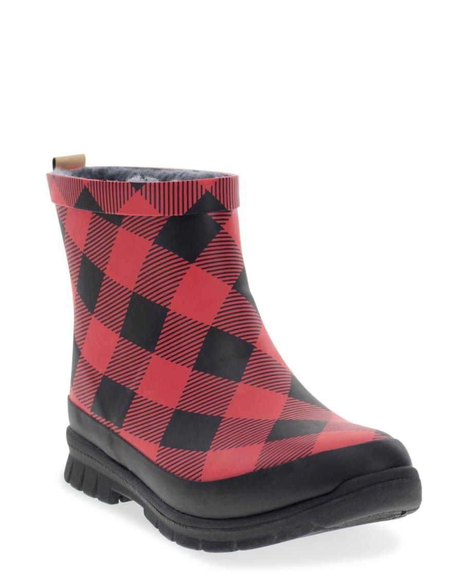 Women Western Chief Rain & Rubber Boots | Women'S Buffalo Faux Fur Ankle Rain Boot - Red