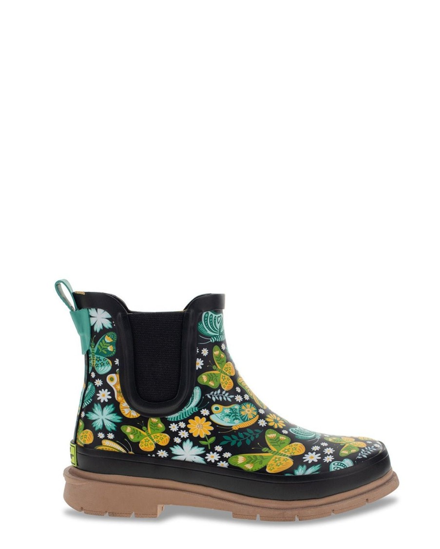 Women Western Chief Chelseas & Shorties | New! Women'S Whimsy Wings Chelsea Rain Boot - Black