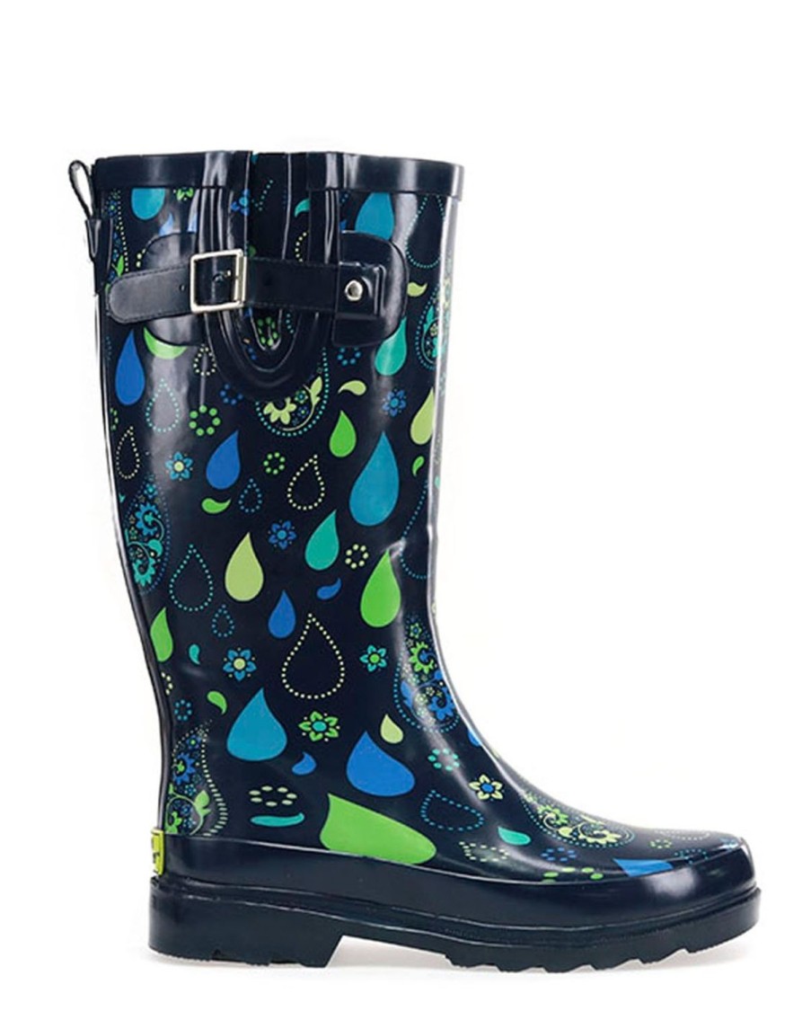 Women Western Chief Rain & Rubber Boots | Women'S Pouring Paisley Tall Rain Boot - Navy