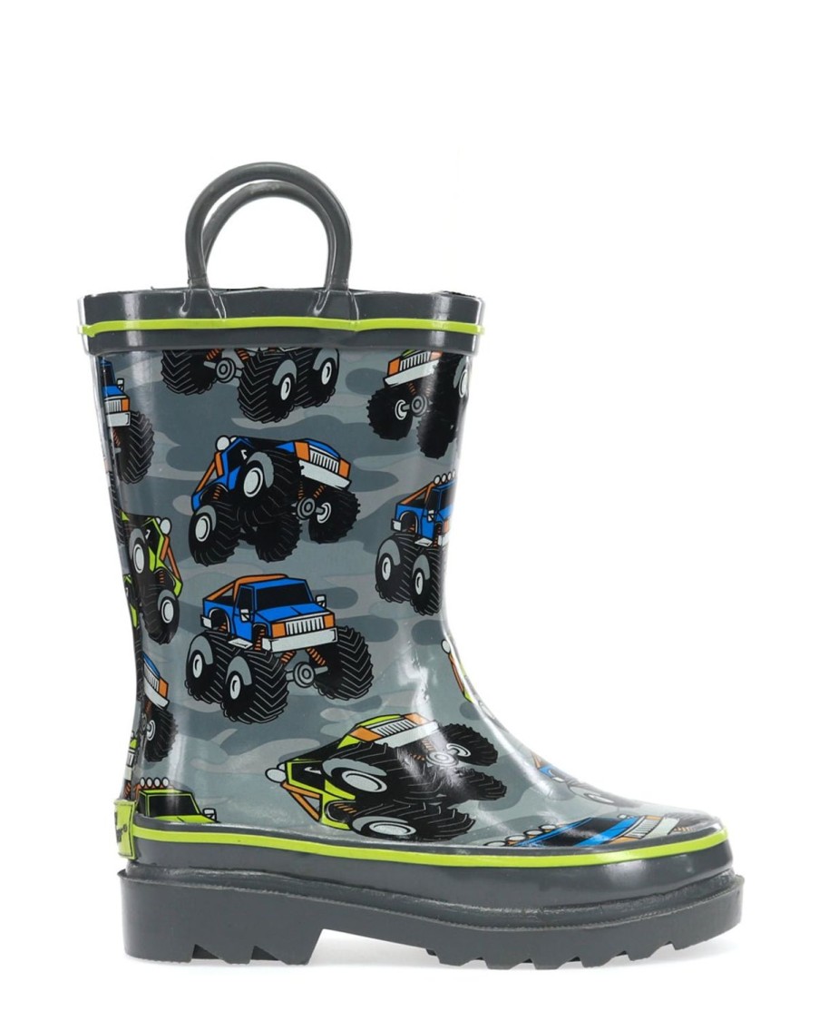 Kids Western Chief Rain & Rubber Boots | Kids Monster Truck Rain Boot - Charcoal