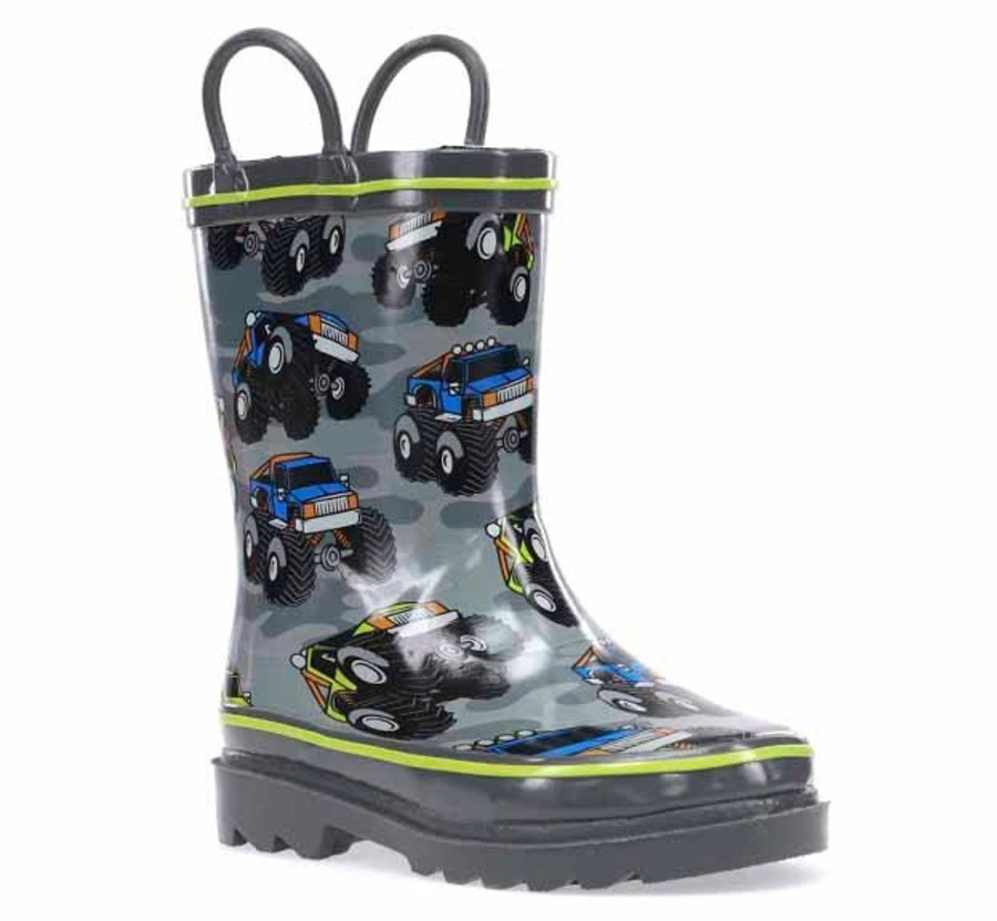 Kids Western Chief Rain & Rubber Boots | Kids Monster Truck Rain Boot - Charcoal