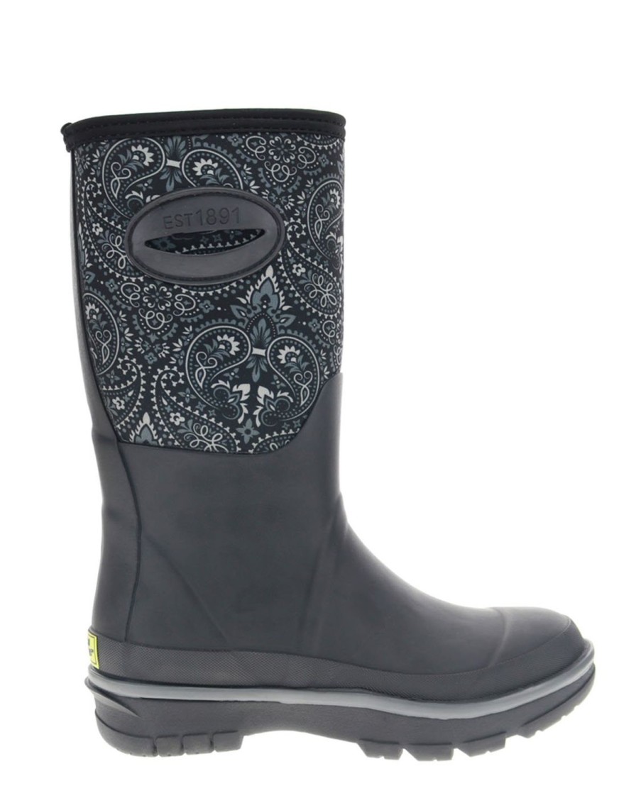 Women Western Chief Rain & Rubber Boots | Women'S Bandana Neoprene Mid Cold Weather Boot - Black