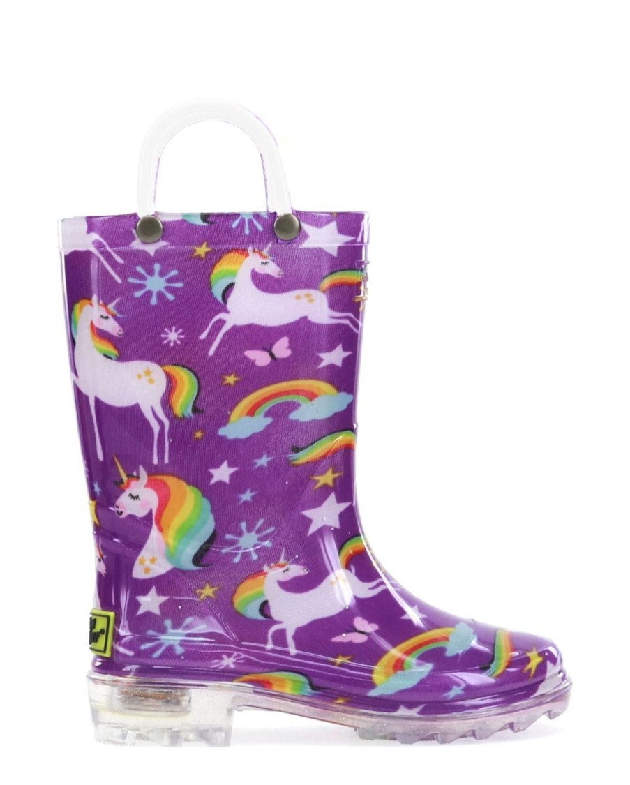 Kids Western Chief Rain & Rubber Boots | Kids Rainbow Unicorn Lighted Rain Boot - Purple