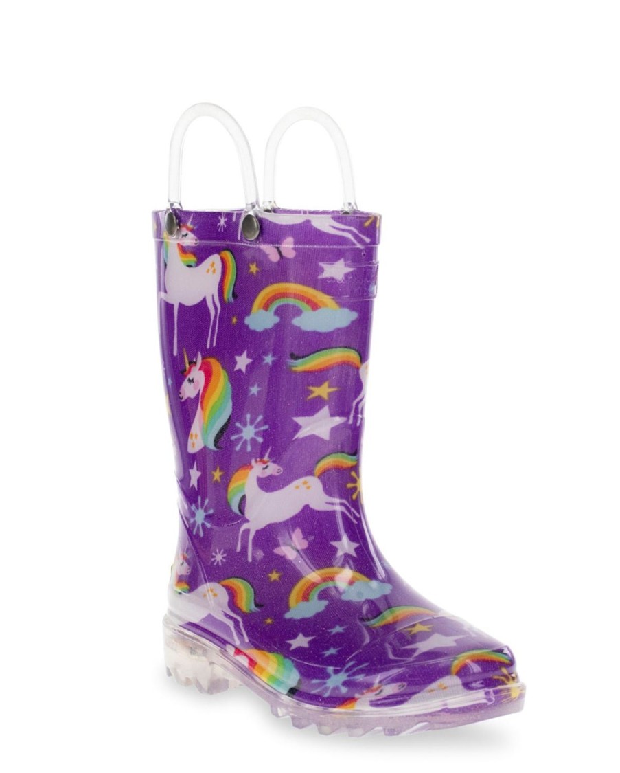 Kids Western Chief Rain & Rubber Boots | Kids Rainbow Unicorn Lighted Rain Boot - Purple