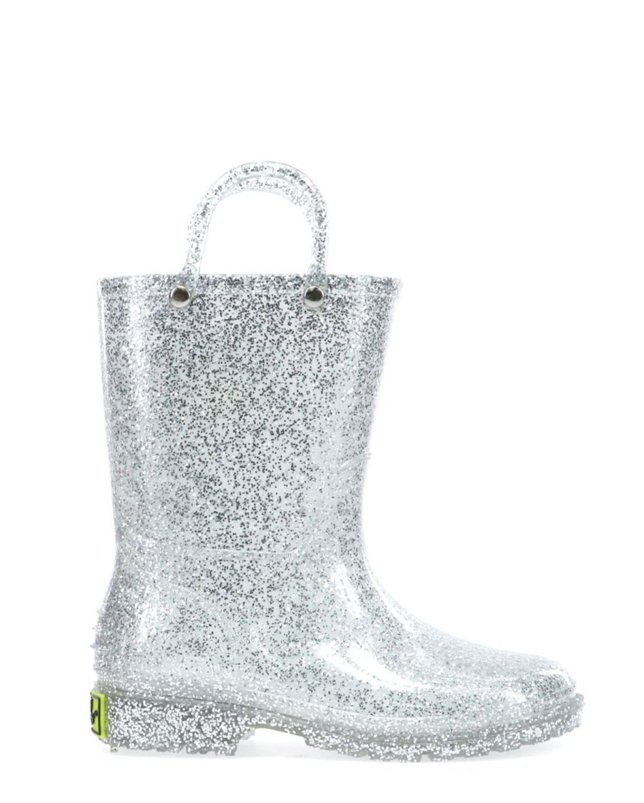 Kids Western Chief Rain & Rubber Boots | Kids Glitter Rain Boot - Silver