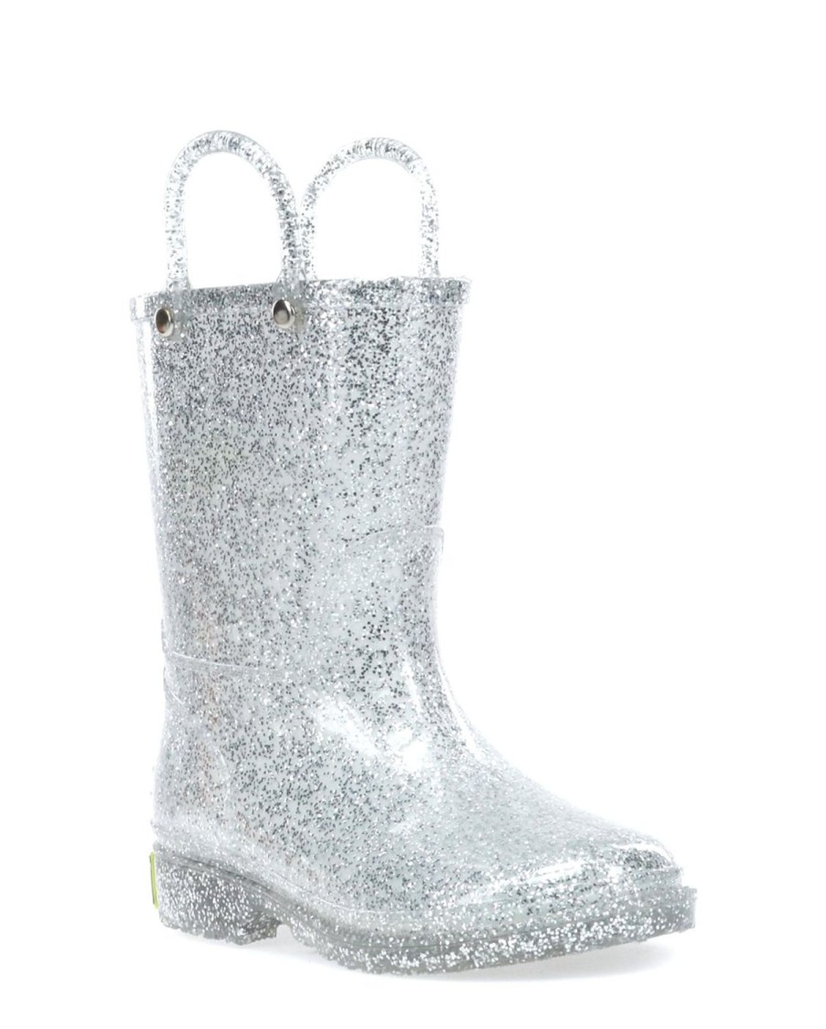 Kids Western Chief Rain & Rubber Boots | Kids Glitter Rain Boot - Silver