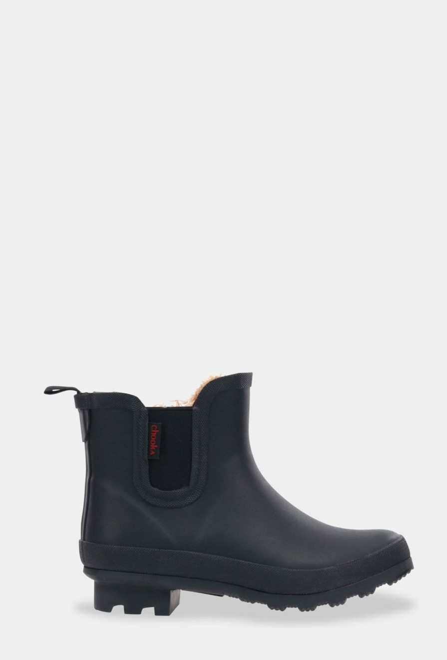 Women Chooka Chooka Brand | Plush Chelsea Rain Boot - Black