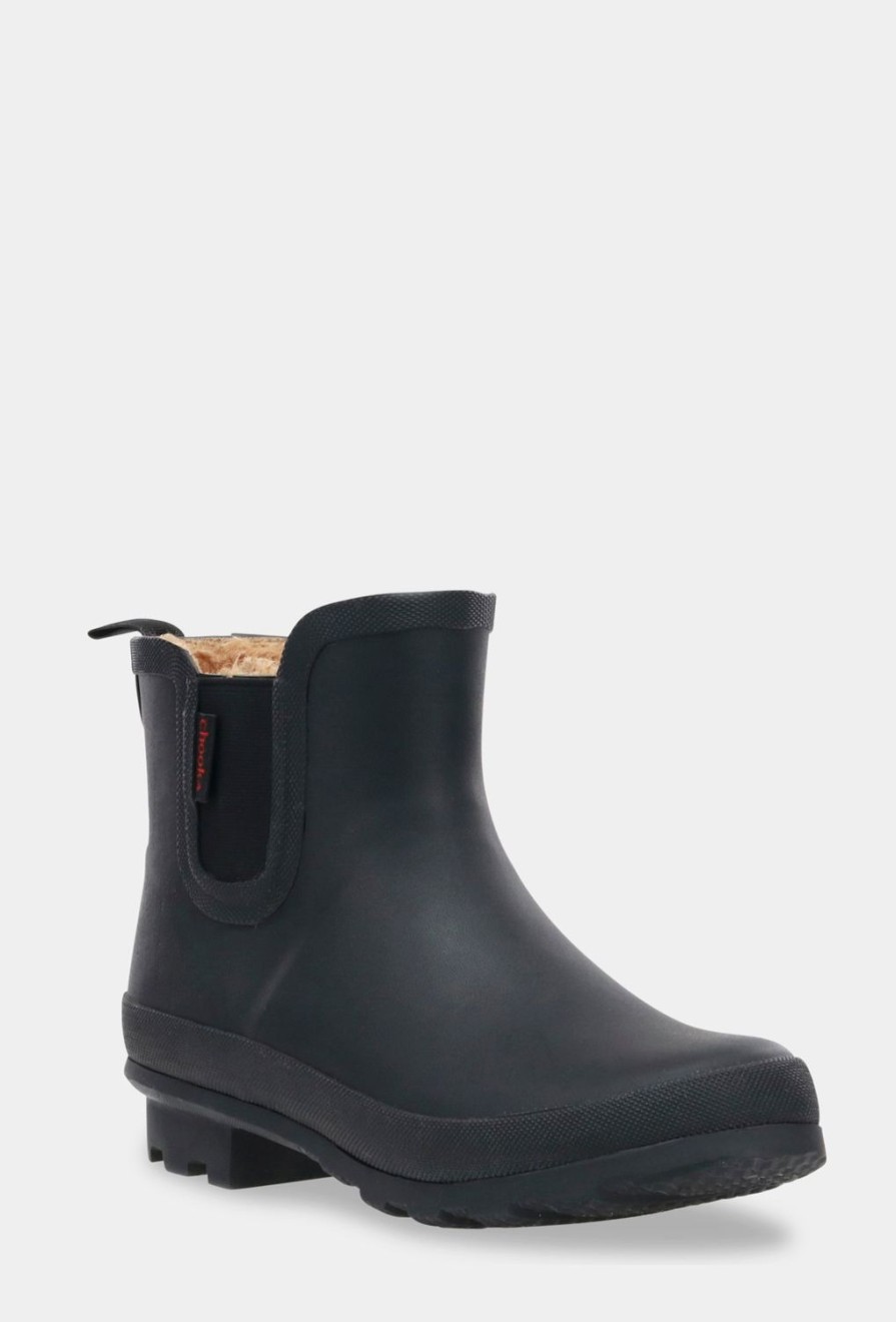 Women Chooka Chooka Brand | Plush Chelsea Rain Boot - Black