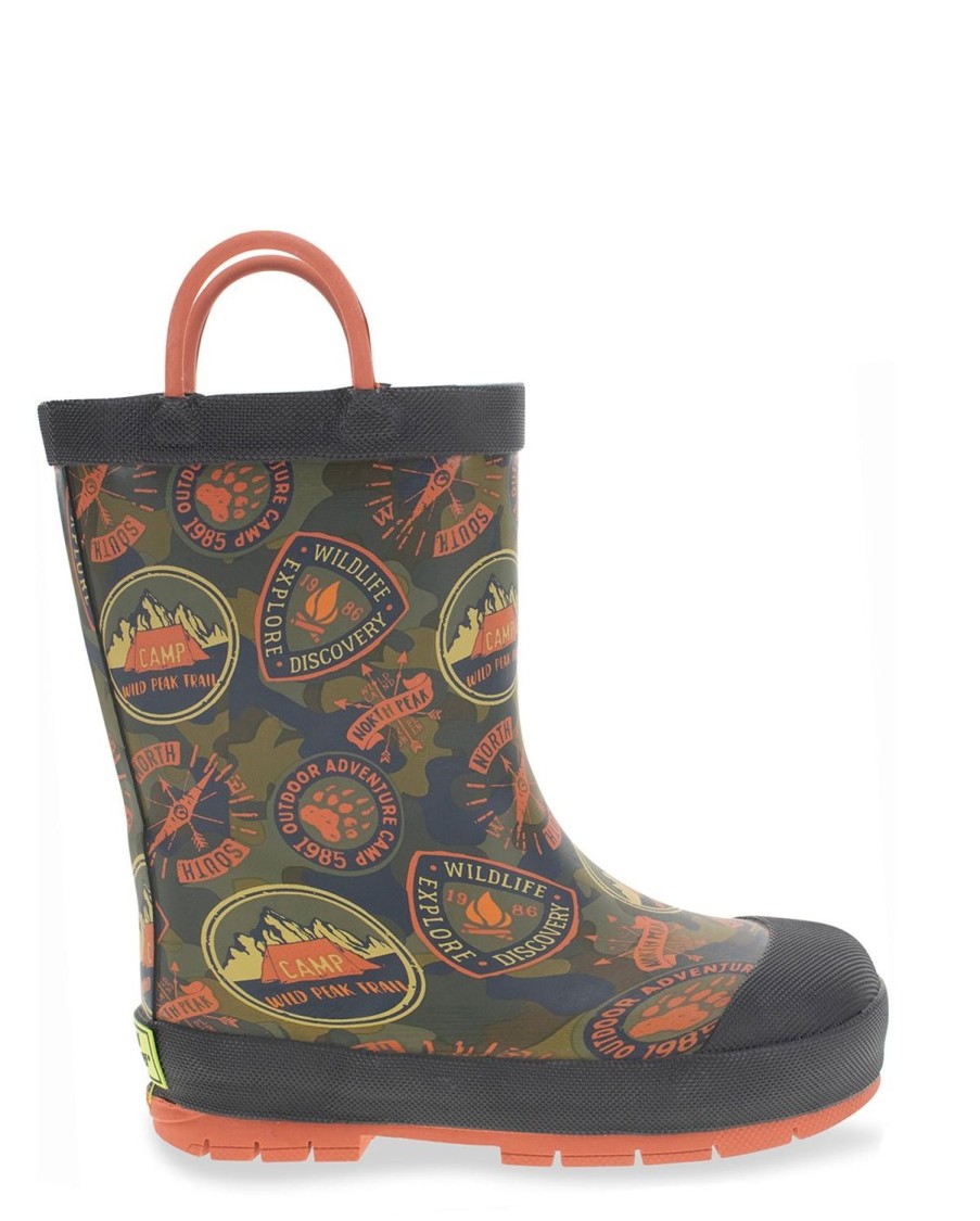 Kids Western Chief Rain & Rubber Boots | Kids Adventure Patch Rain Boot - Olive