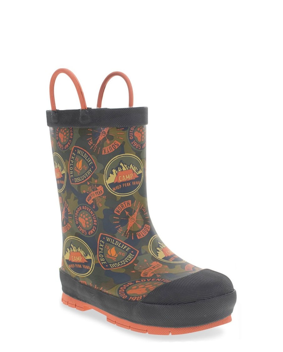 Kids Western Chief Rain & Rubber Boots | Kids Adventure Patch Rain Boot - Olive