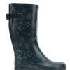 Women Western Chief Rain & Rubber Boots | Women'S Tall Feminine Floral Wide Calf Rain Boot - Slate