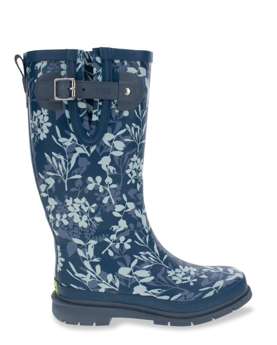 Women Western Chief Rain & Rubber Boots | Women'S Leafy Branches Tall Rain Boot - Navy