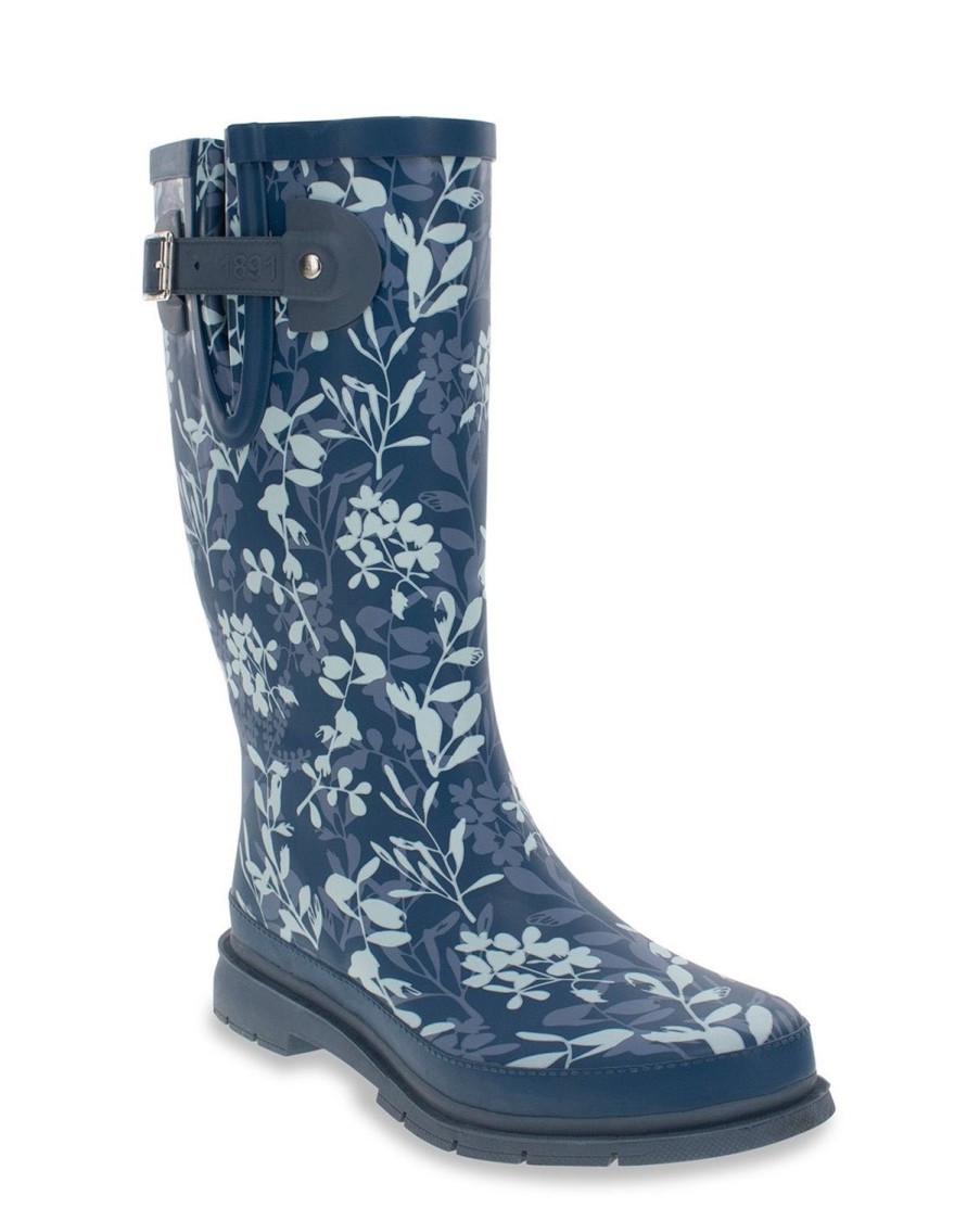 Women Western Chief Rain & Rubber Boots | Women'S Leafy Branches Tall Rain Boot - Navy