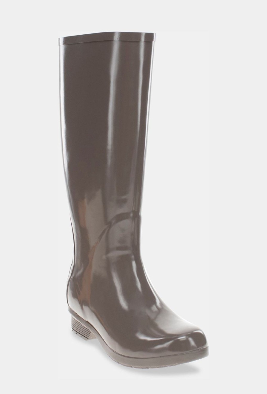 Women Chooka Chooka Brand | Gloss Tall Rain Boot - Dark Taupe