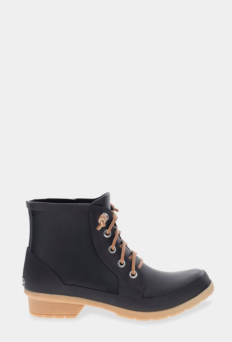 Women Chooka Chooka Brand | Lace Up Ankle Rain Boot - Black