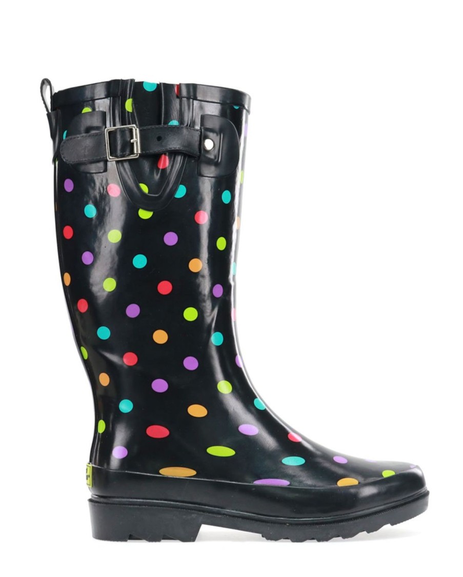 Women Western Chief Rain & Rubber Boots | Women'S Dot City Tall Rain Boot - Black