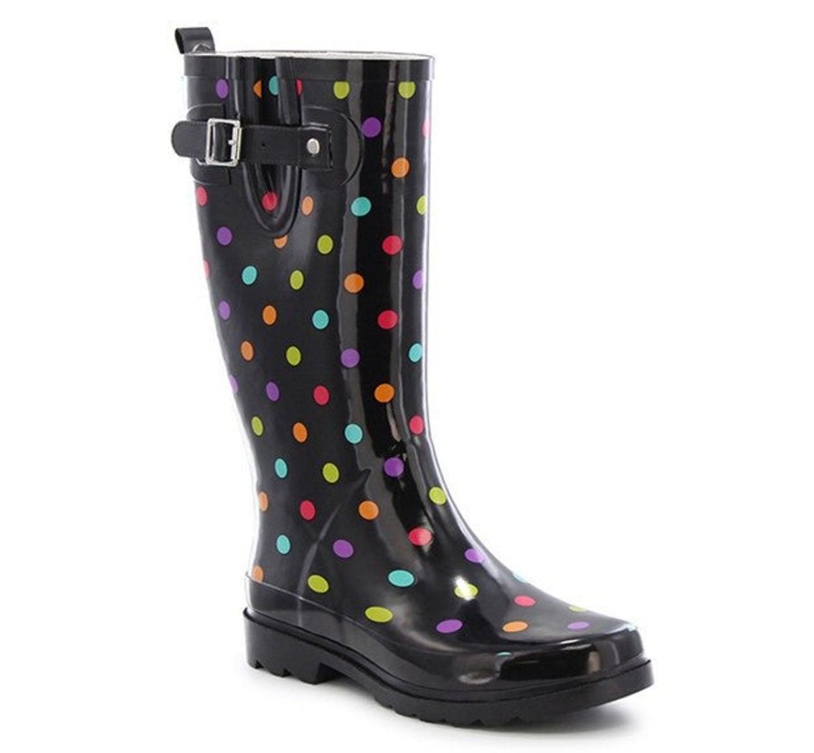 Women Western Chief Rain & Rubber Boots | Women'S Dot City Tall Rain Boot - Black