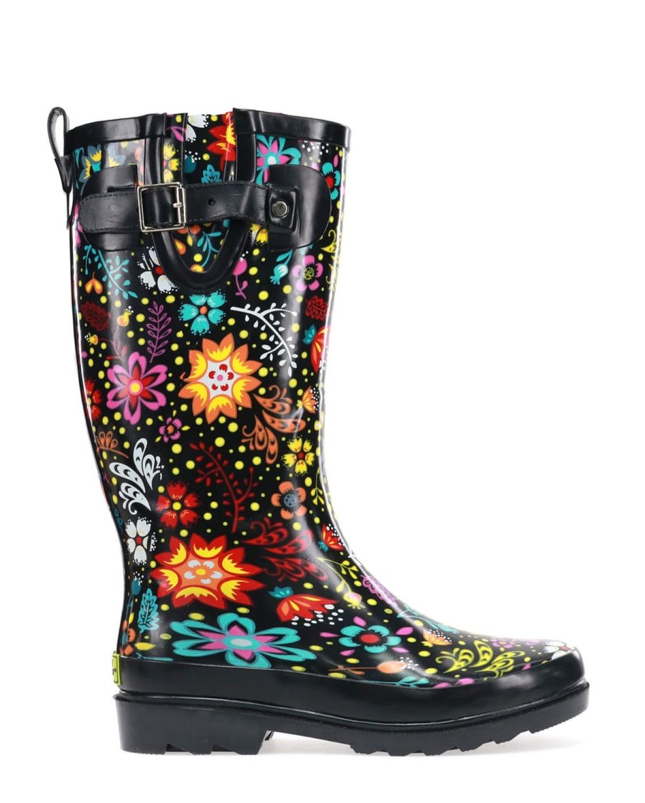 Women Western Chief Rain & Rubber Boots | Women'S Garden Play Tall Rain Boot - Black