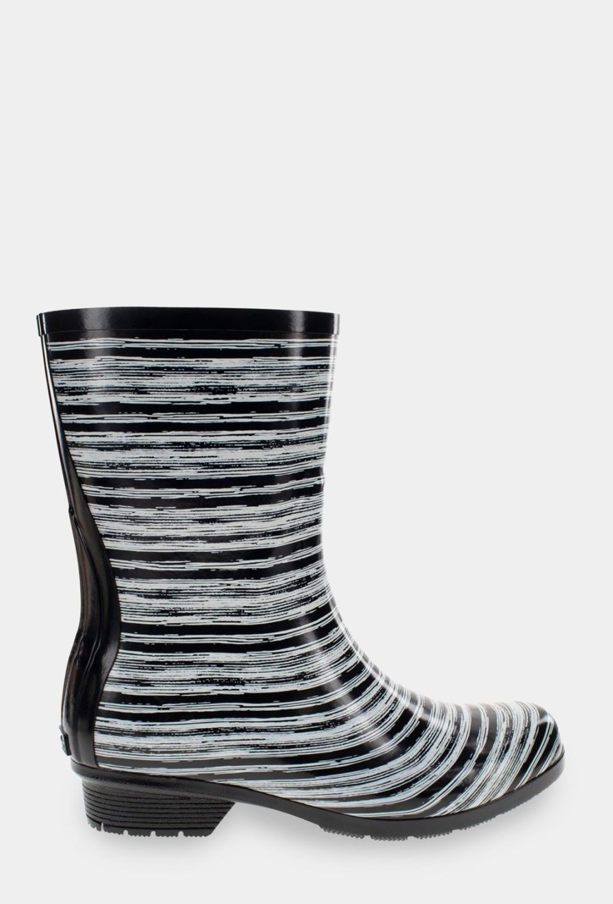 Women Chooka Chooka Brand | Gloss Drybrush Mid Rain Boot - Black