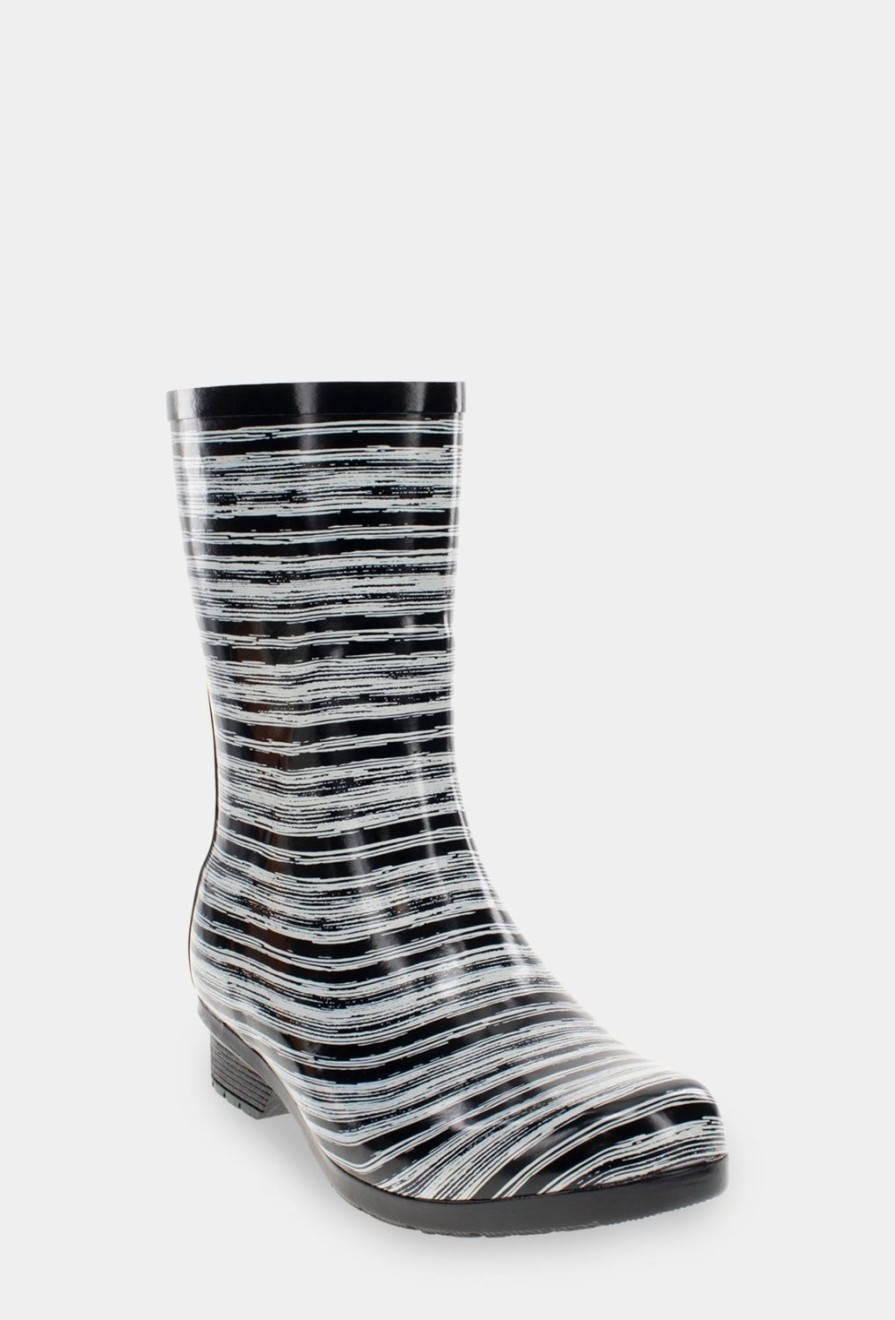 Women Chooka Chooka Brand | Gloss Drybrush Mid Rain Boot - Black