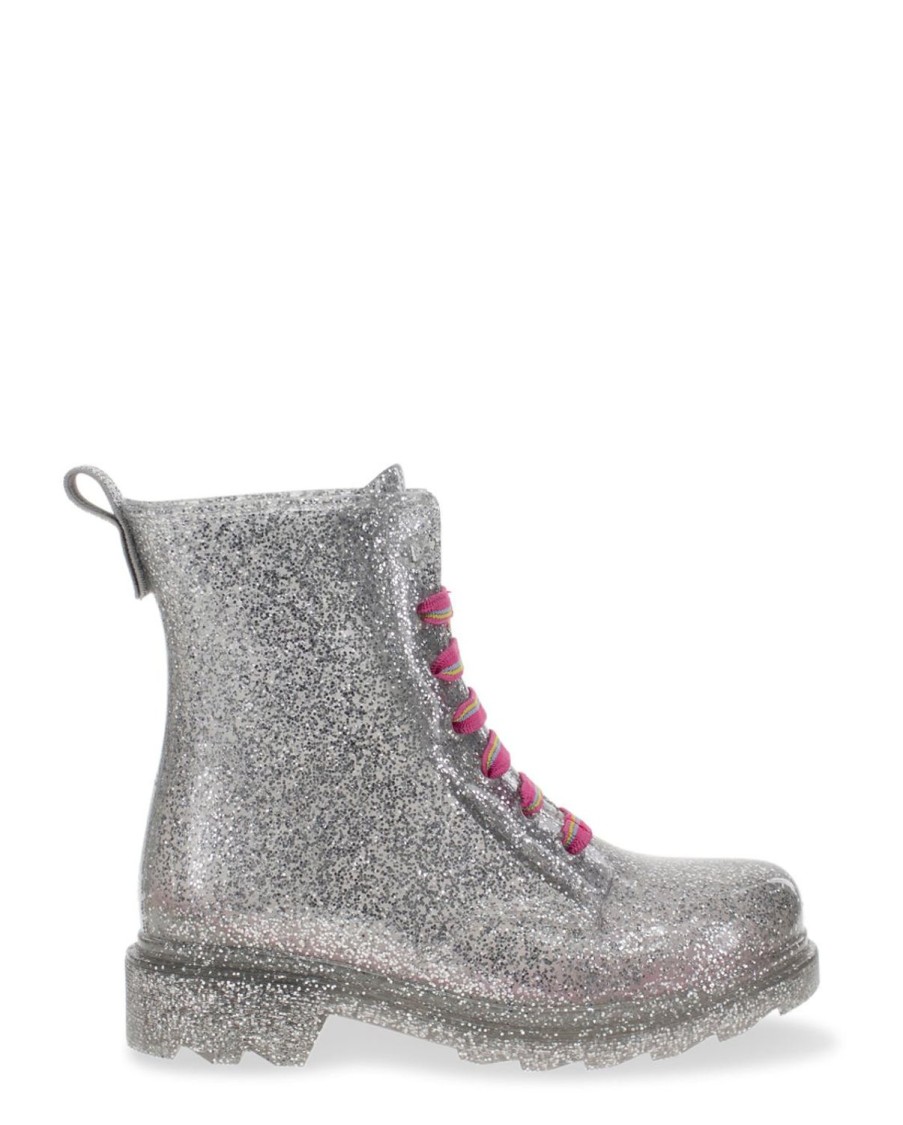 Kids Western Chief Rain & Rubber Boots | Kids Combat Ankle Rain Boot - Silver