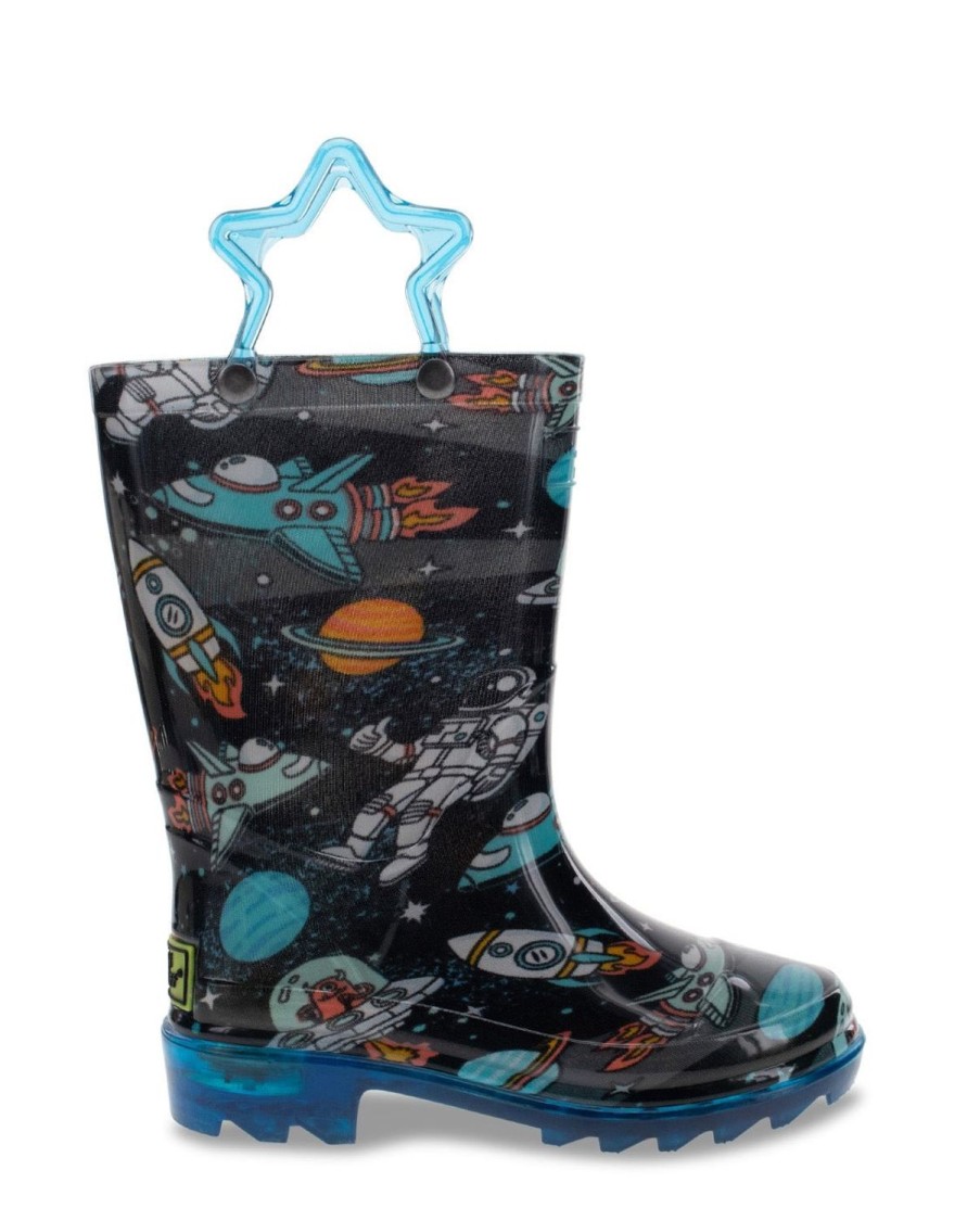 Kids Western Chief Rain & Rubber Boots | New! Kids Silly Space Lighted Rain Boot - Black