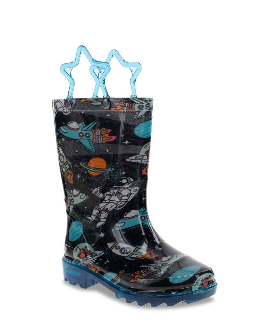 Kids Western Chief Rain & Rubber Boots | New! Kids Silly Space Lighted Rain Boot - Black