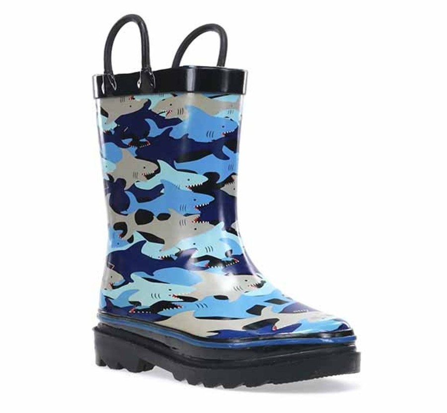 Kids Western Chief Rain & Rubber Boots | Kids Shark Chomp Rain Boot - Blue