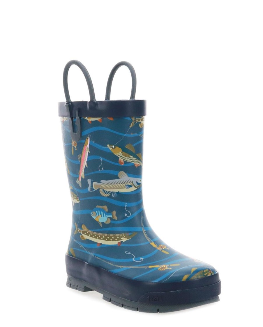 Kids Western Chief Rain & Rubber Boots | Kids Gone Fish'N Rain Boot - Navy