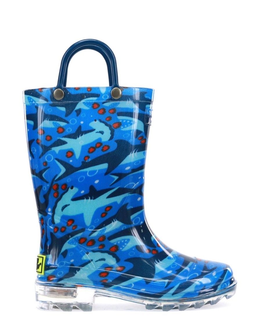 Kids Western Chief Rain & Rubber Boots | Kids Shark Chase Lighted Rain Boot - Blue