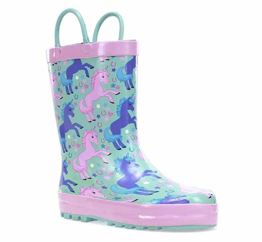 Kids Western Chief Rain & Rubber Boots | Kids Lucky Unicorn Rain Boot - Turquoise