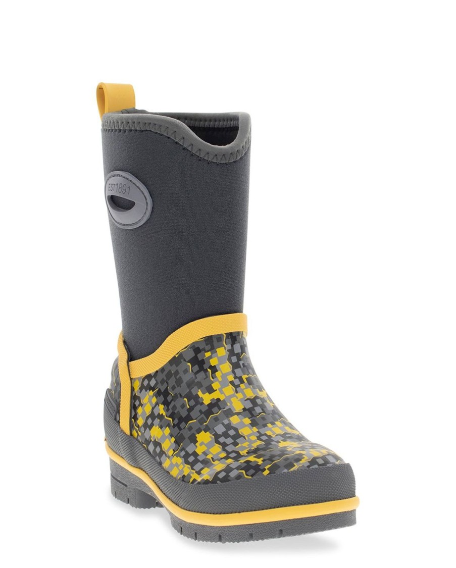 Kids Western Chief Cold Weather Boots | Kids Power Pixel Neoprene Cold Weather Boot - Charcoal