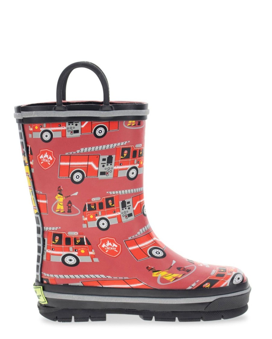 Kids Western Chief Rain & Rubber Boots | Kids Fire Truck Rescue Rain Boot - Red