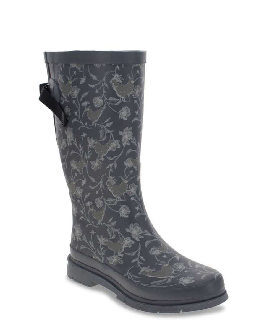 Women Western Chief Rain & Rubber Boots | New! Women'S Garden Chickens Wide Calf Tall Rain Boot - Gray