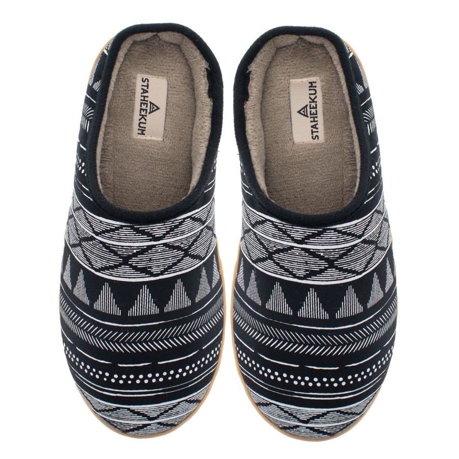 Women Staheekum Staheekum Brand | Women'S Graphic Evergreen Slipper - Black