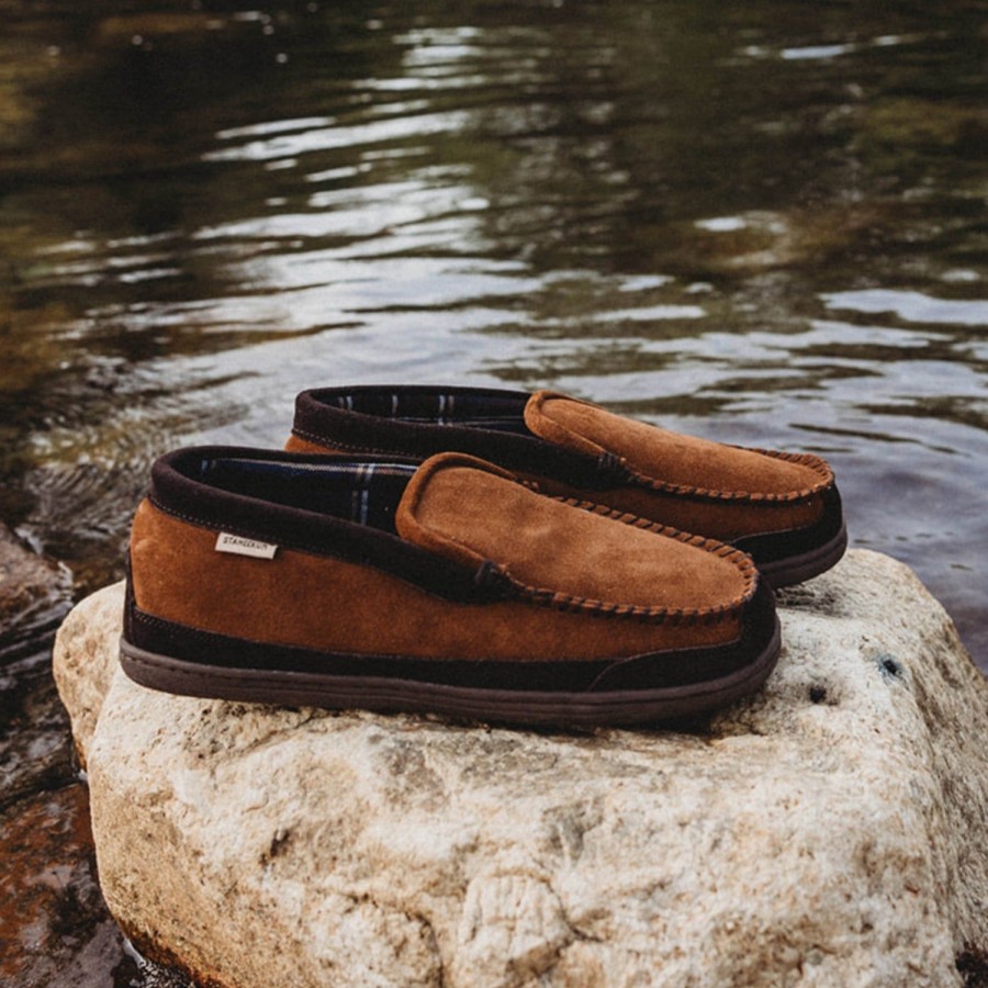 Men Staheekum Staheekum Brand | Men'S Unwind Flannel Slipper - Wheat