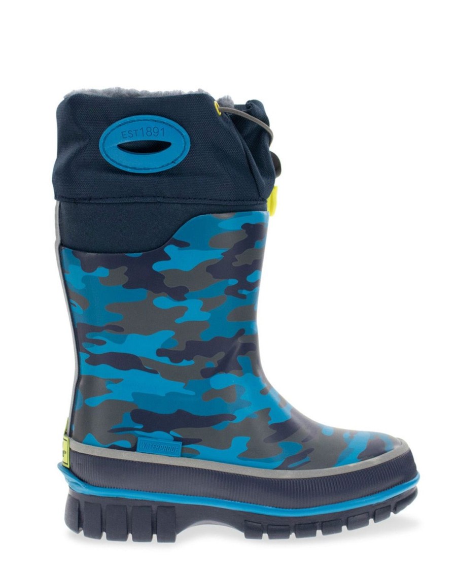 Kids Western Chief Cold Weather Boots | Kids Camo Frost Neoprene Cold Weather Boot - Navy