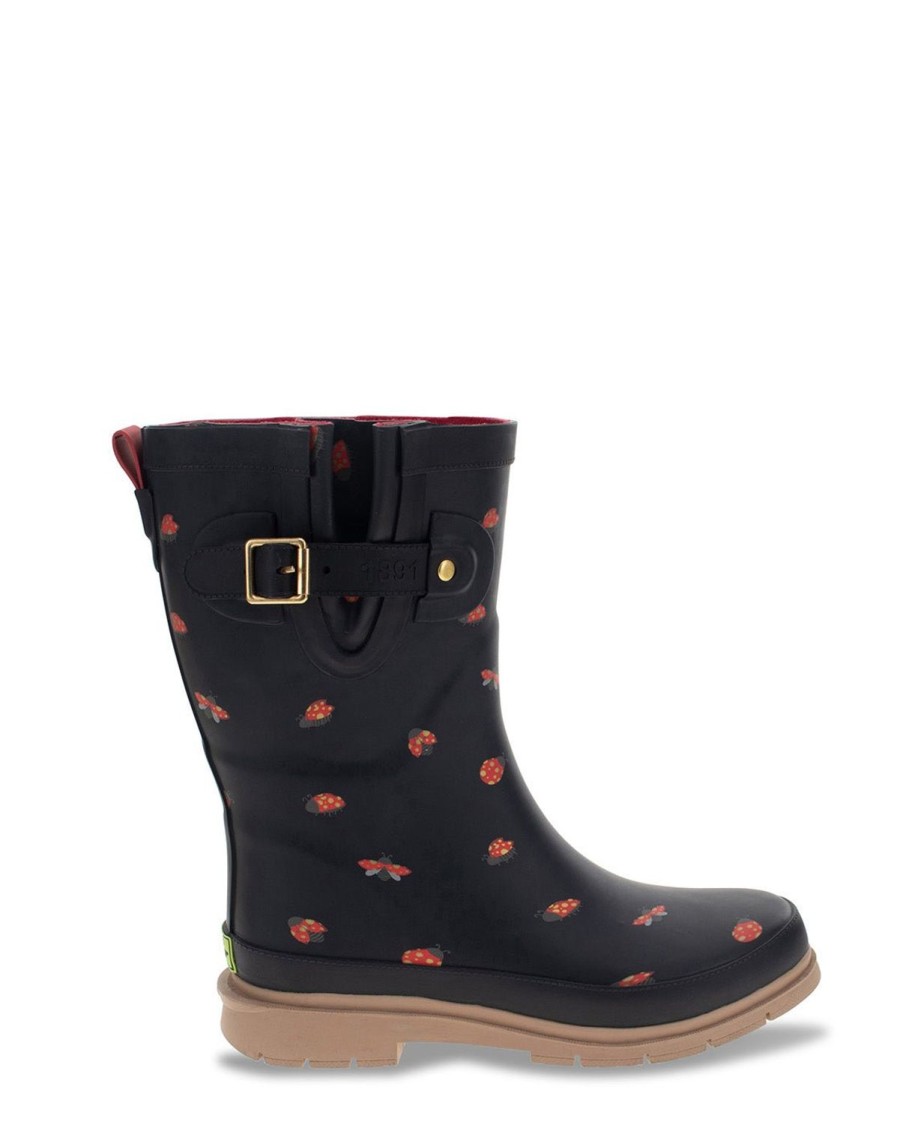 Women Western Chief Rain & Rubber Boots | New! Women'S Lucky Ladybug Mid Rain Boot - Black