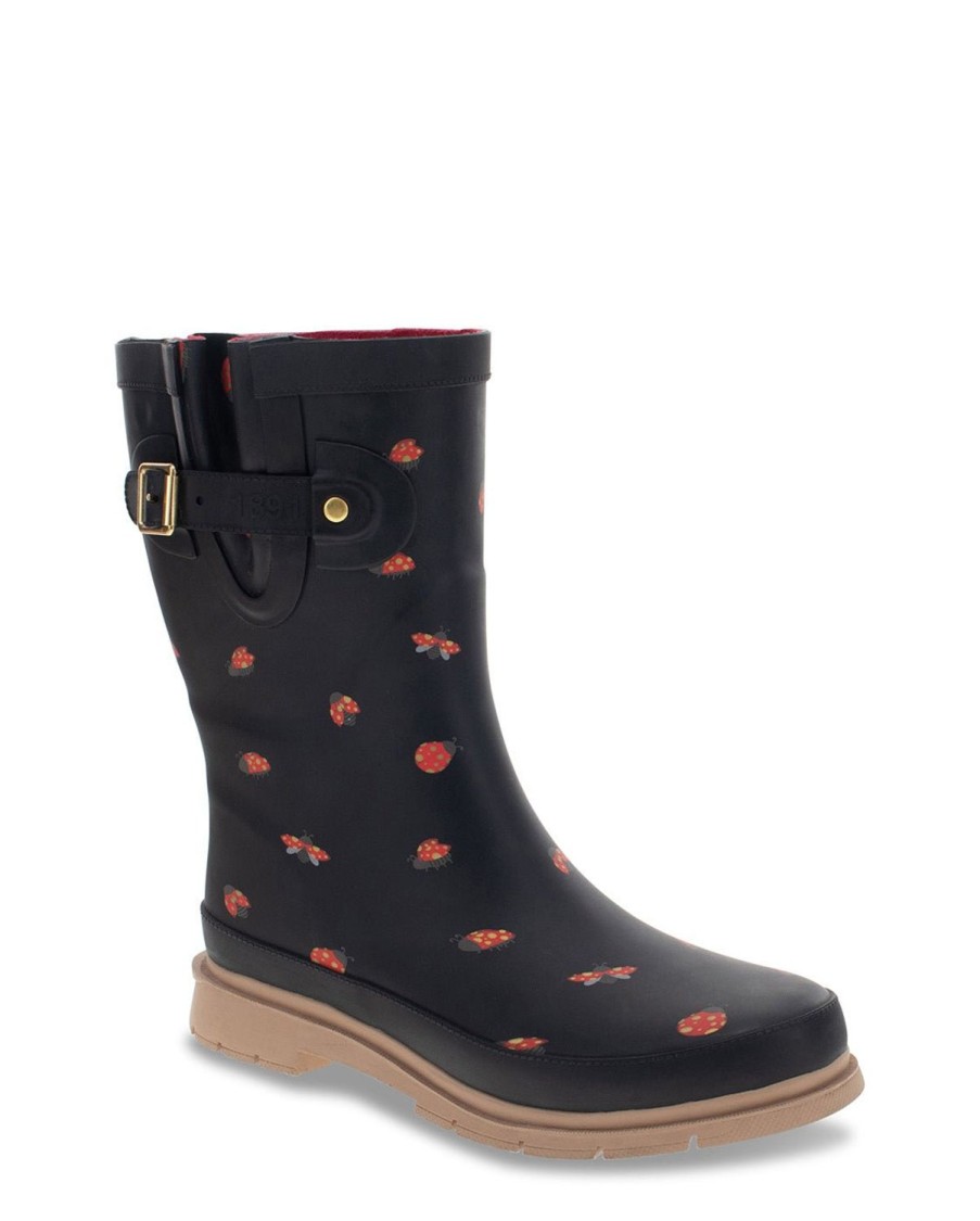 Women Western Chief Rain & Rubber Boots | New! Women'S Lucky Ladybug Mid Rain Boot - Black